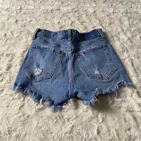 Abercrombie & Fitch Women's Blue Distressed High Rise The Mom Short Size 25 - Picture 4 of 4